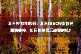 澳洲合伙创业项目 澳洲188C投资移民即将关停，如何抓住最后递案时机？