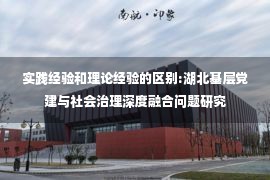 实践经验和理论经验的区别:湖北基层党建与社会治理深度融合问题研究