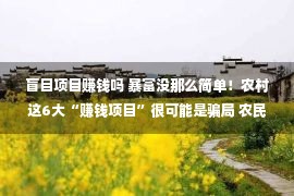 盲目项目赚钱吗 暴富没那么简单！农村这6大“赚钱项目”很可能是骗局 农民要小心