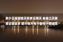 多少云量算晴天和多云雨天 未来三天陕西云量较多 部分地方有分散性小雨或阵雨