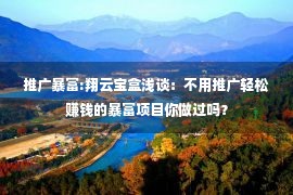 推广暴富:翔云宝盒浅谈：不用推广轻松赚钱的暴富项目你做过吗？