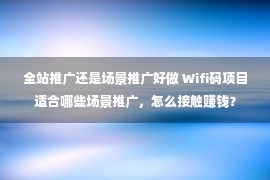 全站推广还是场景推广好做 Wifi码项目适合哪些场景推广，怎么接触赚钱？