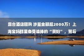 露台酒店团购 涉案金额超2000万！上海宝妈群里备受追捧的“贵妇”，背后真相令人大跌眼镜