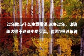 过年做点什么生意赚钱:返乡过年，诈骗差火候干这些小摊买卖，能赔1把过年钱