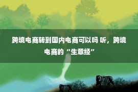 跨境电商转到国内电商可以吗 听，跨境电商的“生意经”