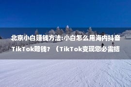 北京小白赚钱方法:小白怎么用海内抖音TikTok赔钱？（TikTok变现您必需结识的工作）