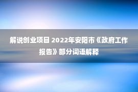 解说创业项目 2022年安阳市《政府工作报告》部分词语解释