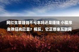 网红生意赚钱不亏本吗还是赚钱 小程序失败征兆已显？相反，它正带来互联网生意的物种剧变