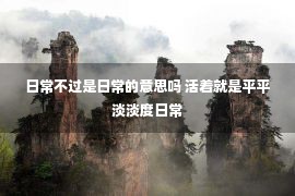 日常不过是日常的意思吗 活着就是平平淡淡度日常