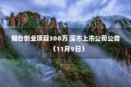 烟台创业项目300万 深市上市公司公告（11月9日）