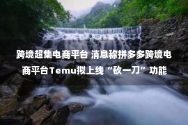 跨境超集电商平台 消息称拼多多跨境电商平台Temu拟上线“砍一刀”功能