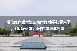 微信推广顺丰怎么推广的 快手比萨火了，13.8元/张，5种口味顺丰到家~