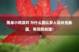 简单小吃派对 为什么那么多人喜欢去泰国，看完就知道！