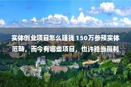 实体创业项目怎么赚钱 150万参预实体范畴，而今有哪些项目，也许稳当赢利？