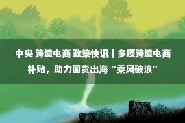 中央 跨境电商 政策快讯｜多项跨境电商补贴，助力国货出海“乘风破浪”