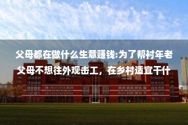 父母都在做什么生意赚钱:为了帮衬年老父母不想往外观击工，在乡村适宜干什么赔钱