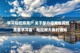 学习短视频用户 关于举办湖南省高校“青春学习堂”短视频大赛的通知