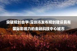 突破规划自学:深圳市发布规划建设具有国际影响力的金融科技中心城市