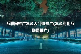 互联网推广怎么入门做推广(怎么利用互联网推广)