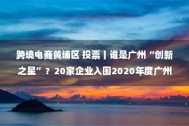 跨境电商黄埔区 投票丨谁是广州“创新之星”？20家企业入围2020年度广州市民营企业创新案例