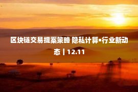 区块链交易提案策略 隐私计算•行业新动态丨12.11