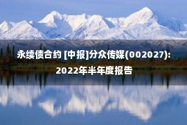 永续债合约 [中报]分众传媒(002027):2022年半年度报告