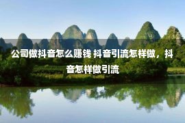 公司做抖音怎么赚钱 抖音引流怎样做，抖音怎样做引流