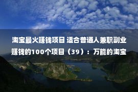 淘宝最火赚钱项目 适合普通人兼职副业赚钱的100个项目（39）：万能的淘宝套利