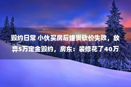 毁约日常 小伙买房后嫌贵砍价失败，放弃5万定金毁约，房东：装修花了40万