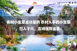 农村小生意成功案例 农村入手的小生意，日入千元，市场强烈需要！