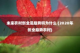 未来农村创业是趋势吗为什么 (2020年创业趋势农村)