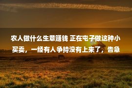 农人做什么生意赚钱 正在屯子做这种小买卖，一经有人争持没有上来了，告急太大赢利太少