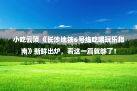 小吃云顶 《长沙地铁6号线吃喝玩乐指南》新鲜出炉，看这一篇就够了！