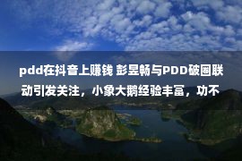 pdd在抖音上赚钱 彭昱畅与PDD破圈联动引发关注，小象大鹅经验丰富，功不可没