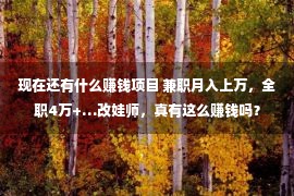 现在还有什么赚钱项目 兼职月入上万，全职4万+…改娃师，真有这么赚钱吗？