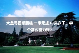 大鱼号视频赚钱 一事无成30来岁了，学个甚么能力好？