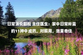 日常消炎颗粒 主任医生：家中日常所需的11种中成药，对照用，效果奇佳