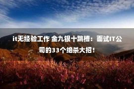 it无经验工作 金九银十跳槽：面试IT公司的33个绝杀大招！