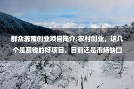 群众养殖创业项目简介:农村创业，这几个是赚钱的好项目，目前还是市场缺口