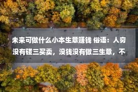 未来可做什么小本生意赚钱 俗语：人穷没有碰三买卖，没钱没有做三生意，不同指甚么？有情理吗？