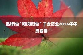 品牌推广和投流推广 千金药业2016年年度报告