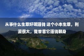 从事什么生意好呢赚钱 这个小本生意，利润很大，我曾靠它赚钱翻身