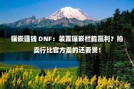 镶嵌赚钱 DNF：装置镶嵌栏能赢利？拍卖行比官方卖的还要贵！