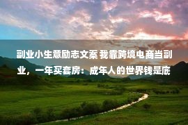 副业小生意励志文案 我靠跨境电商当副业，一年买套房：成年人的世界钱是底气！