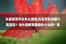 外卖帮买平台怎么赚钱 外卖平台选哪个更赢利？送外卖都有哪些的小诀窍？我来告知你