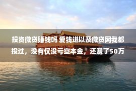 投资微贷赚钱吗 爱钱进以及微贷网我都投过，没有仅没亏空本金，还赚了50万