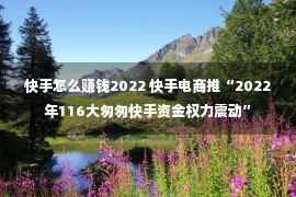 快手怎么赚钱2022 快手电商推“2022年116大匆匆快手资金权力震动”