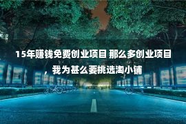 15年赚钱免费创业项目 那么多创业项目，我为甚么要挑选淘小铺