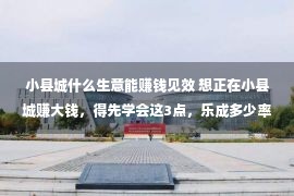 小县城什么生意能赚钱见效 想正在小县城赚大钱，得先学会这3点，乐成多少率或比他人大