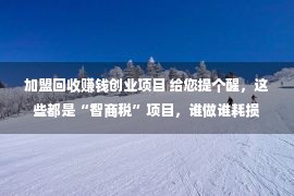 加盟回收赚钱创业项目 给您提个醒，这些都是“智商税”项目，谁做谁耗损